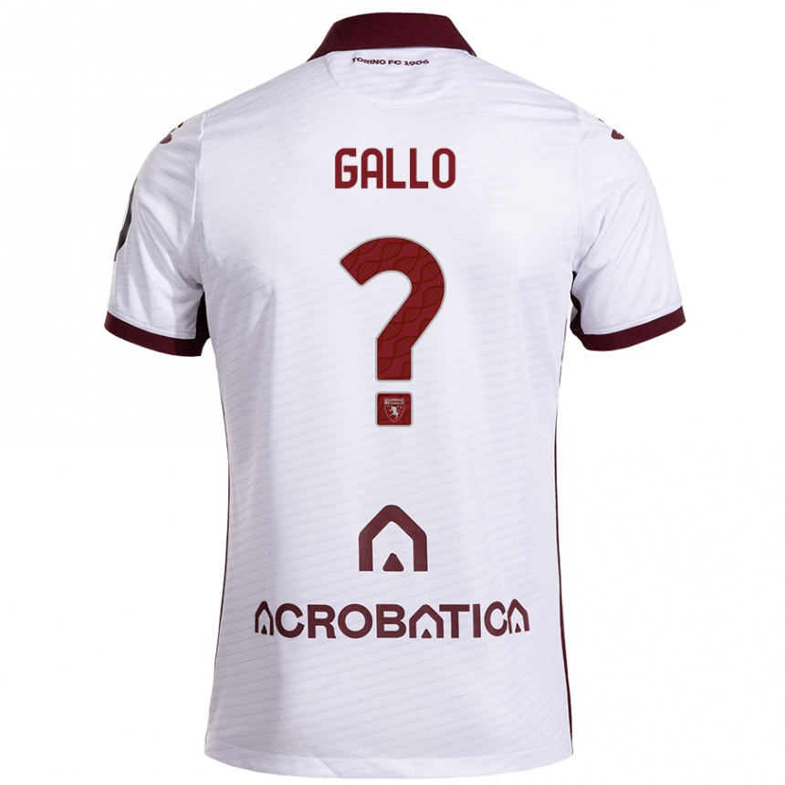 Kids Football Tommaso Gallo #0 White Maroon Away Jersey 2024/25 T-Shirt Nz