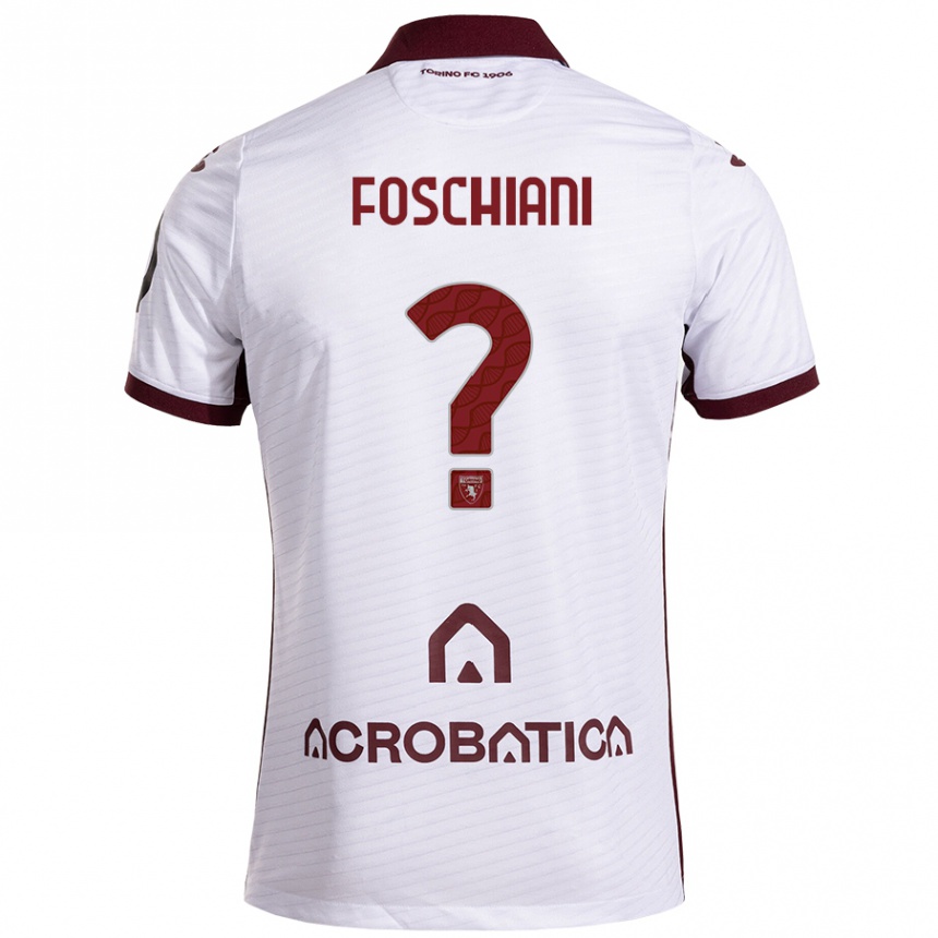 Kids Football Francesco Foschiani #0 White Maroon Away Jersey 2024/25 T-Shirt Nz