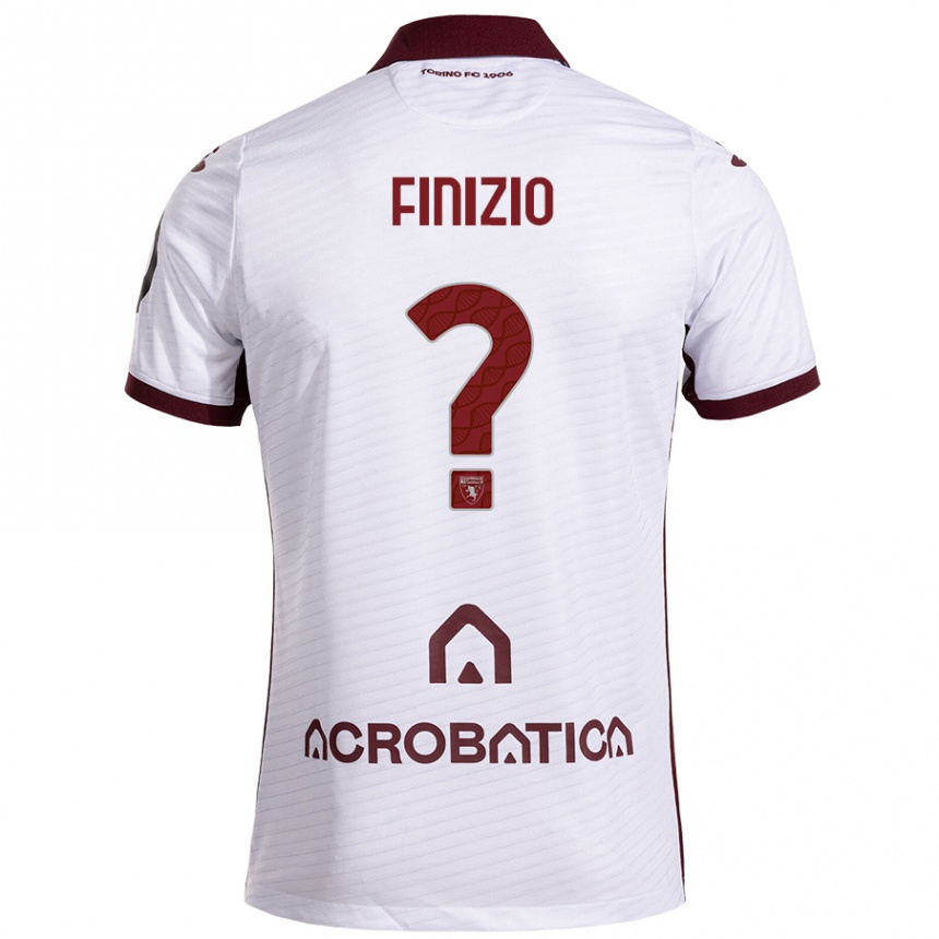 Kids Football Davide Finizio #0 White Maroon Away Jersey 2024/25 T-Shirt Nz