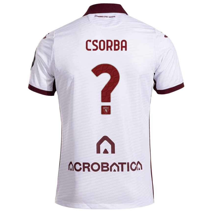 Kids Football Noel Csorba #0 White Maroon Away Jersey 2024/25 T-Shirt Nz