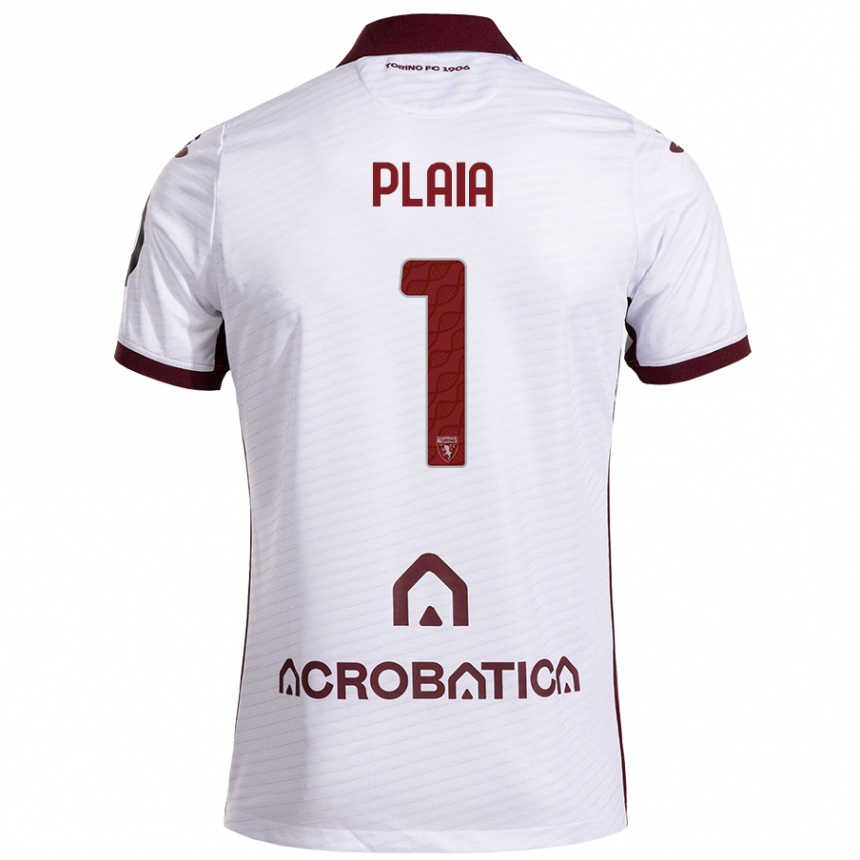 Kids Football Francesco Plaia #1 White Maroon Away Jersey 2024/25 T-Shirt Nz