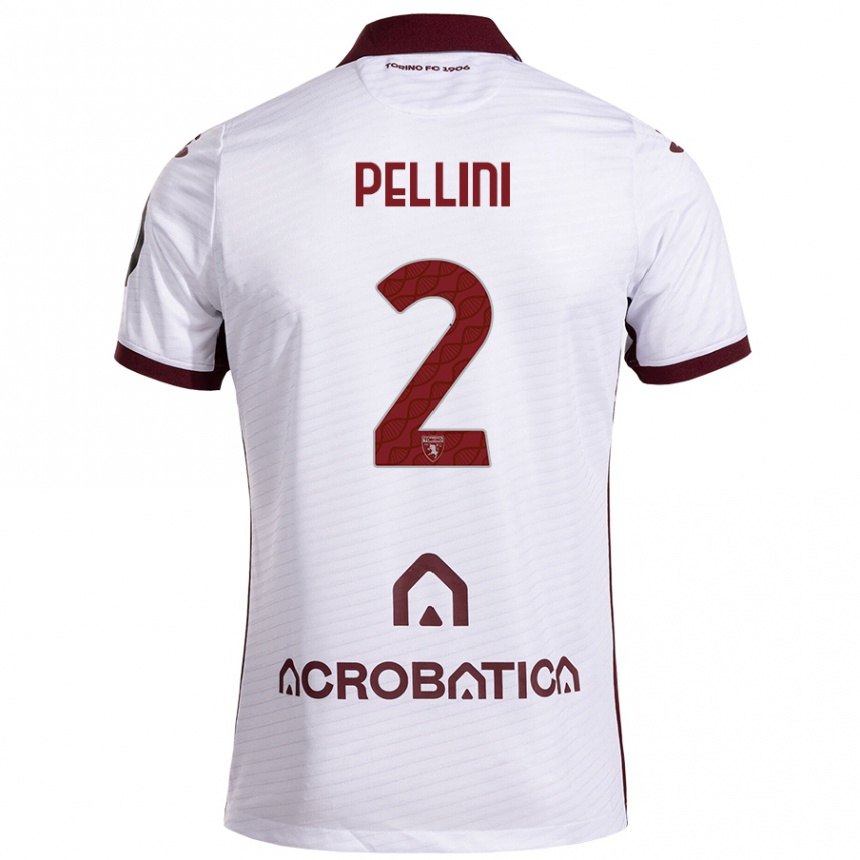 Kids Football Mattia Pellini #2 White Maroon Away Jersey 2024/25 T-Shirt Nz