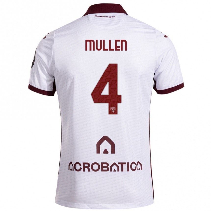 Kids Football Senan Mullen #4 White Maroon Away Jersey 2024/25 T-Shirt Nz