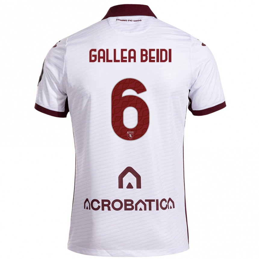 Kids Football Francesco Gallea Beidi #6 White Maroon Away Jersey 2024/25 T-Shirt Nz