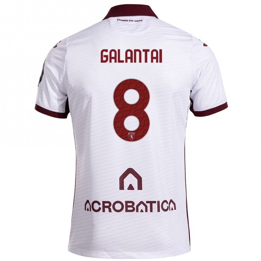 Kids Football Tamás Galántai #8 White Maroon Away Jersey 2024/25 T-Shirt Nz