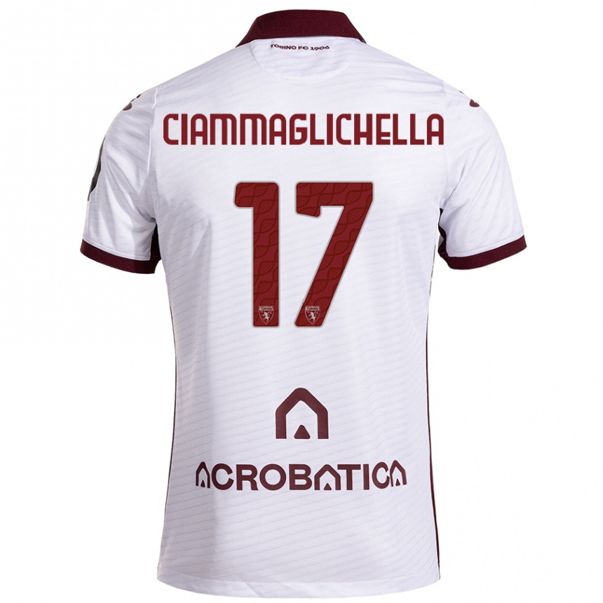 Kids Football Aaron Ciammaglichella #17 White Maroon Away Jersey 2024/25 T-Shirt Nz