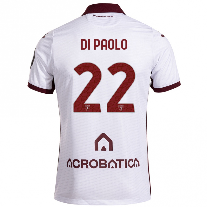 Kids Football Sebastiano Di Paolo #22 White Maroon Away Jersey 2024/25 T-Shirt Nz