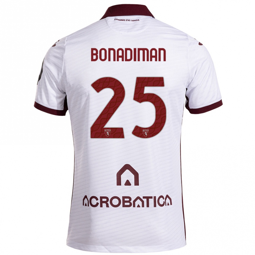 Kids Football Matteo Bonadiman #25 White Maroon Away Jersey 2024/25 T-Shirt Nz