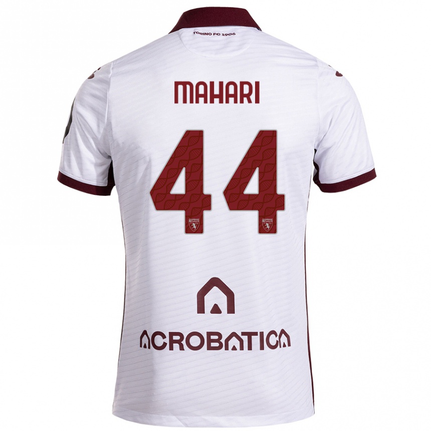 Kids Football Efdon Mahari #44 White Maroon Away Jersey 2024/25 T-Shirt Nz