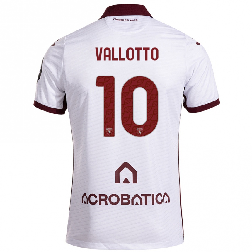 Kids Football Greta Vallotto #10 White Maroon Away Jersey 2024/25 T-Shirt Nz