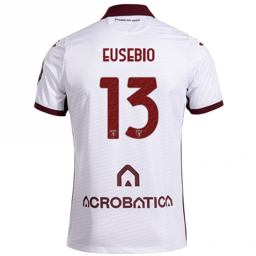 Kids Football Chiara Eusebio #13 White Maroon Away Jersey 2024/25 T-Shirt Nz