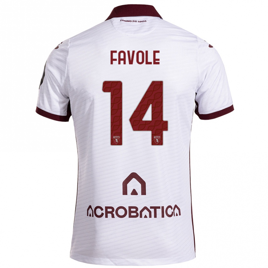 Kids Football Annalisa Favole #14 White Maroon Away Jersey 2024/25 T-Shirt Nz