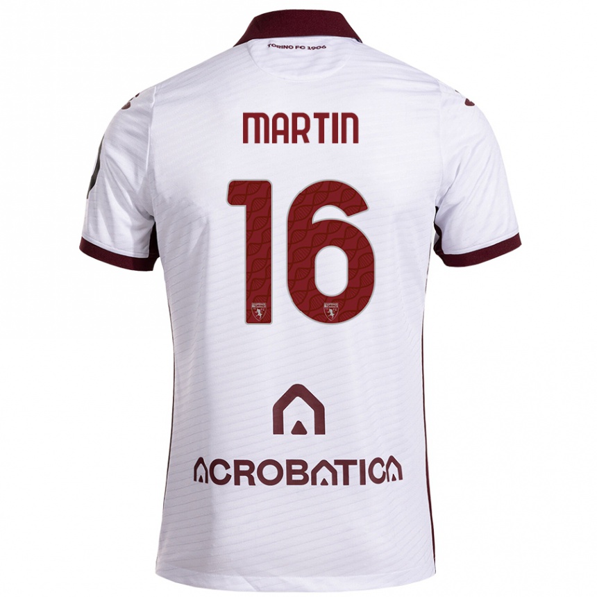 Kids Football Francesca Martin #16 White Maroon Away Jersey 2024/25 T-Shirt Nz