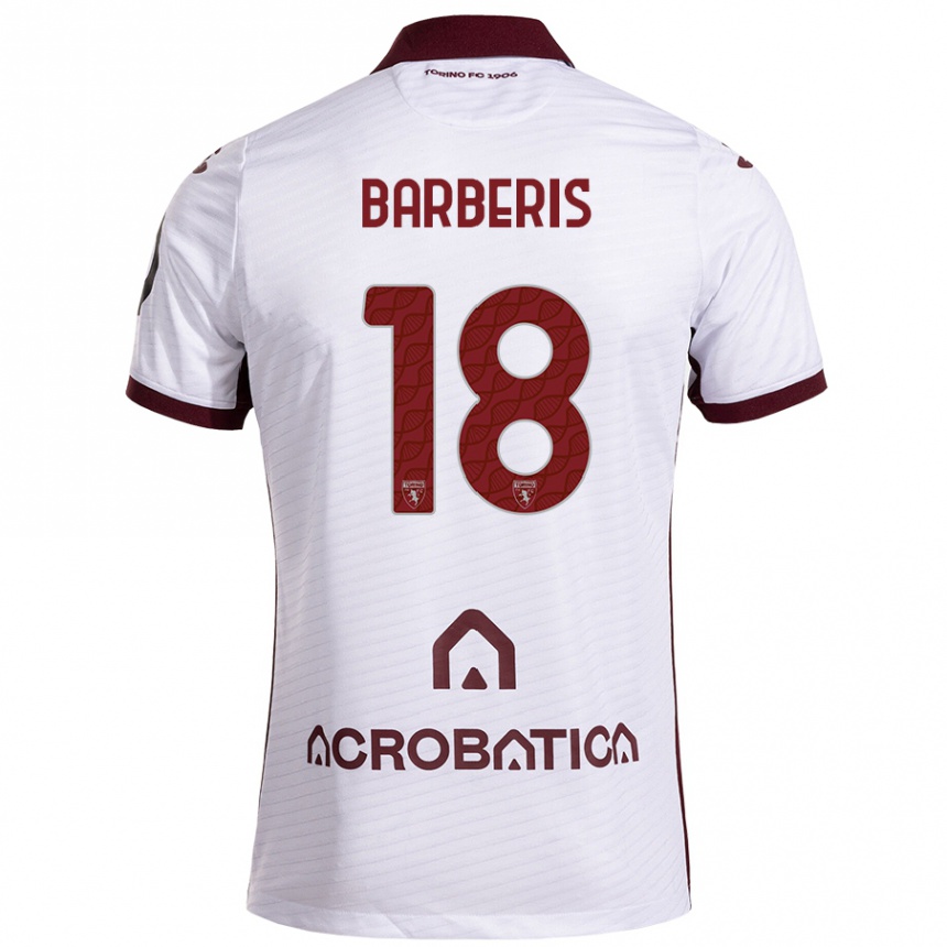 Kids Football Laura Barberis #18 White Maroon Away Jersey 2024/25 T-Shirt Nz