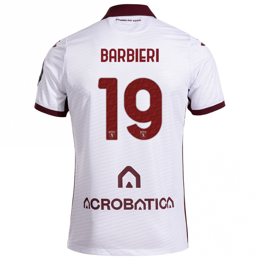 Kids Football Raffaella Barbieri #19 White Maroon Away Jersey 2024/25 T-Shirt Nz