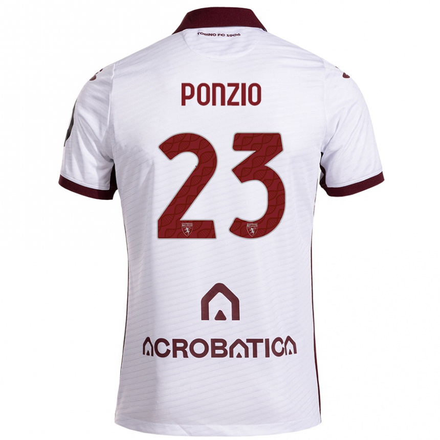 Kids Football Erika Ponzio #23 White Maroon Away Jersey 2024/25 T-Shirt Nz