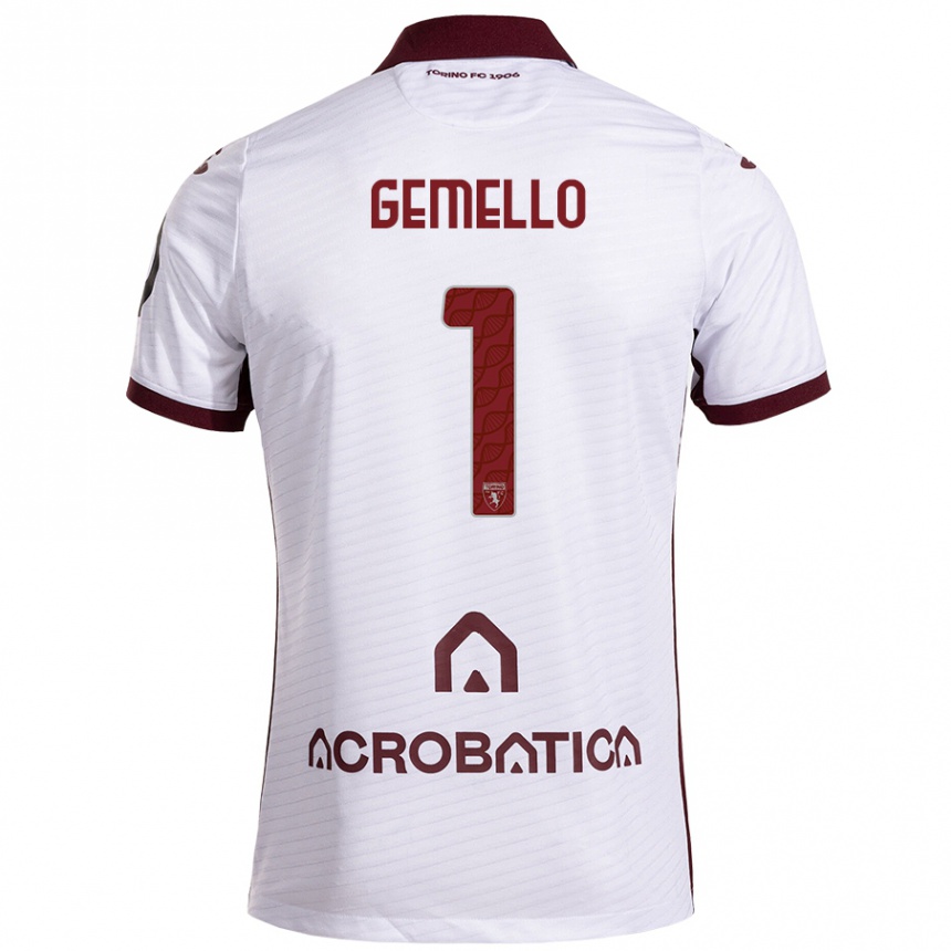 Kids Football Luca Gemello #1 White Maroon Away Jersey 2024/25 T-Shirt Nz