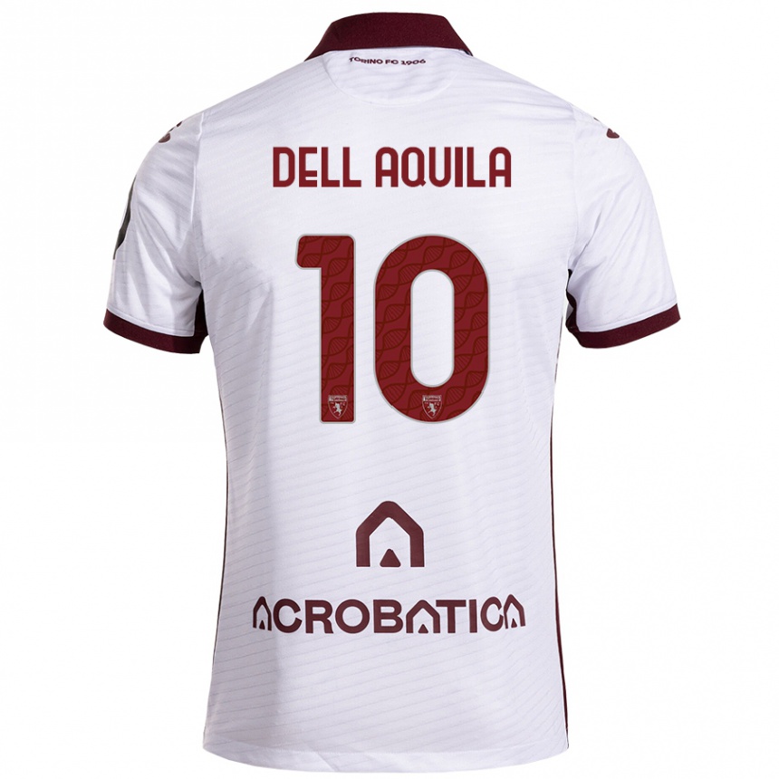 Kids Football Francesco Dell'aquila #10 White Maroon Away Jersey 2024/25 T-Shirt Nz