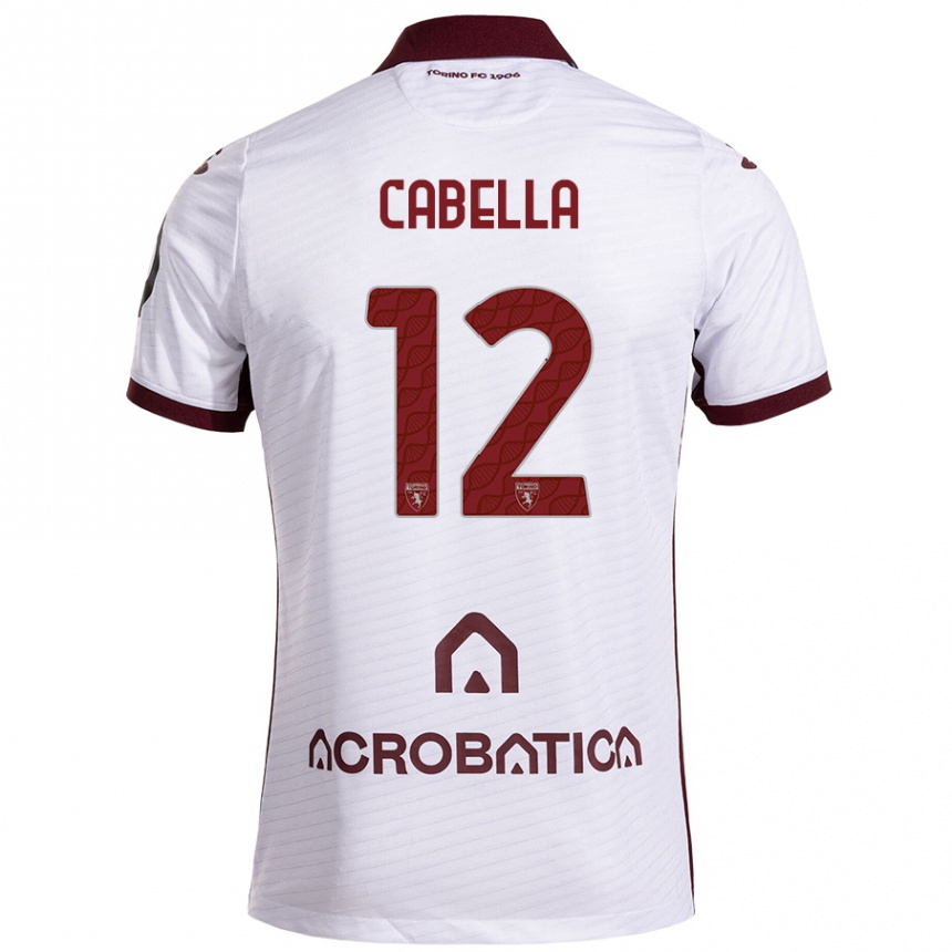 Kids Football Matteo Cabella #12 White Maroon Away Jersey 2024/25 T-Shirt Nz