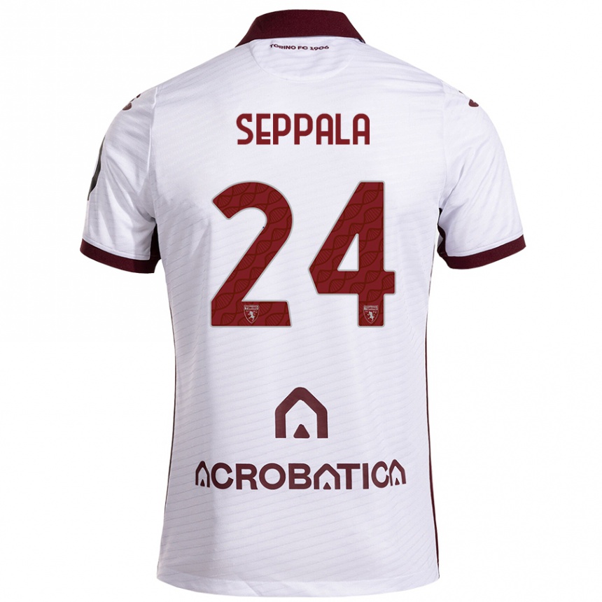 Kids Football Rosa Lappi-Seppälä #24 White Maroon Away Jersey 2024/25 T-Shirt Nz