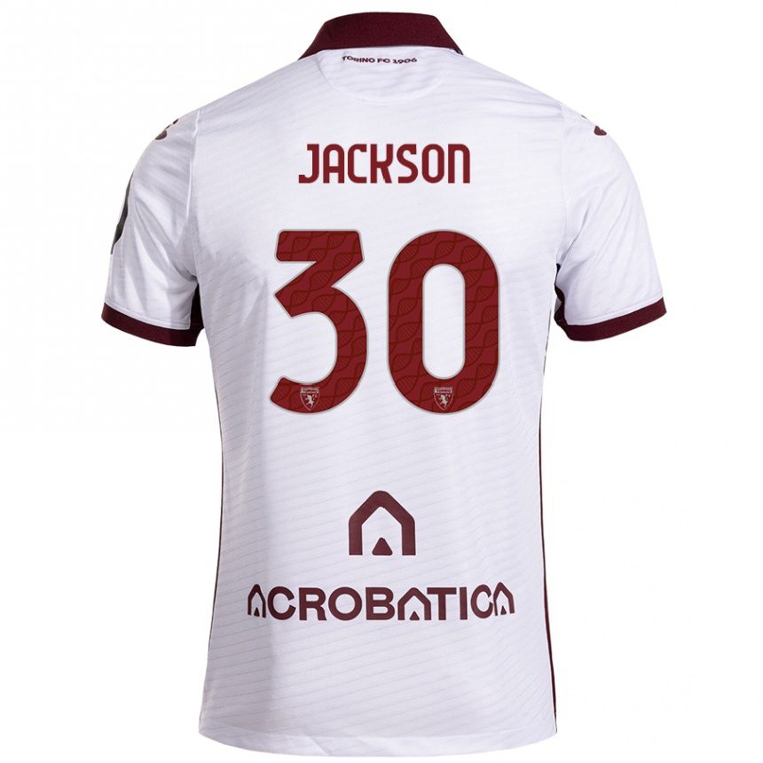 Kids Football Michael Jackson #30 White Maroon Away Jersey 2024/25 T-Shirt Nz