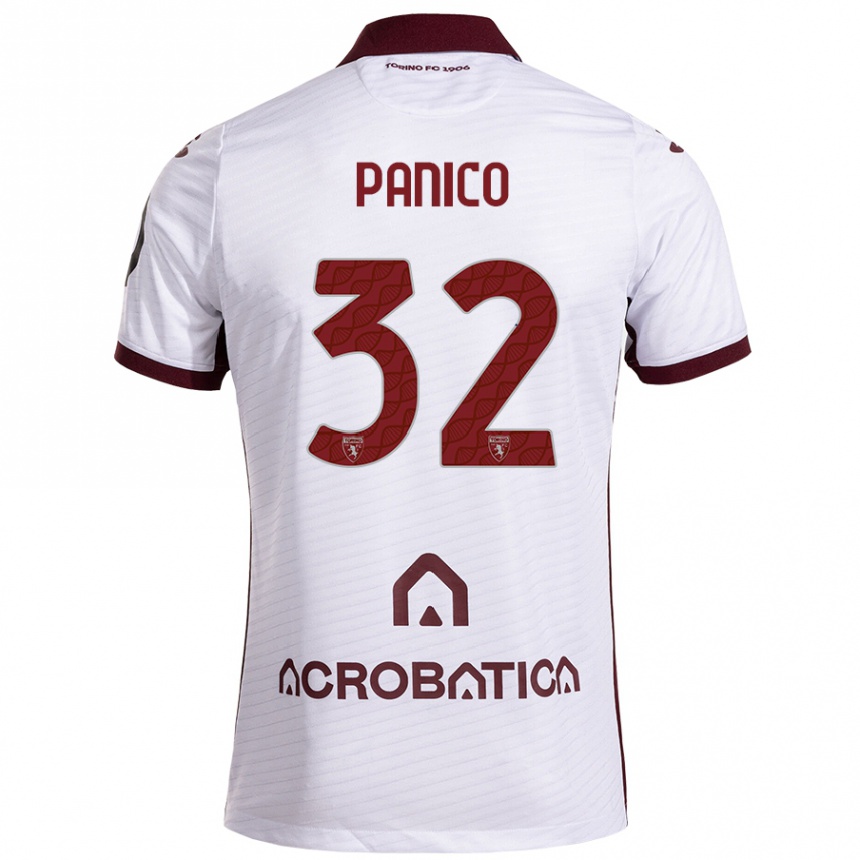 Kids Football Patrizia Panico #32 White Maroon Away Jersey 2024/25 T-Shirt Nz