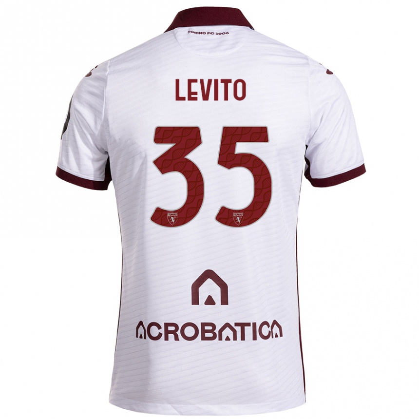 Kids Football Isabeau Levito #35 White Maroon Away Jersey 2024/25 T-Shirt Nz