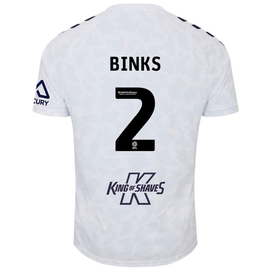 Kids Football Luis Binks #2 White Away Jersey 2024/25 T-Shirt Nz