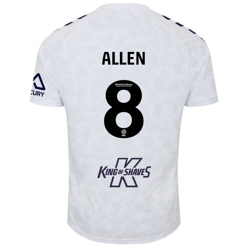 Kids Football Jamie Allen #8 White Away Jersey 2024/25 T-Shirt Nz