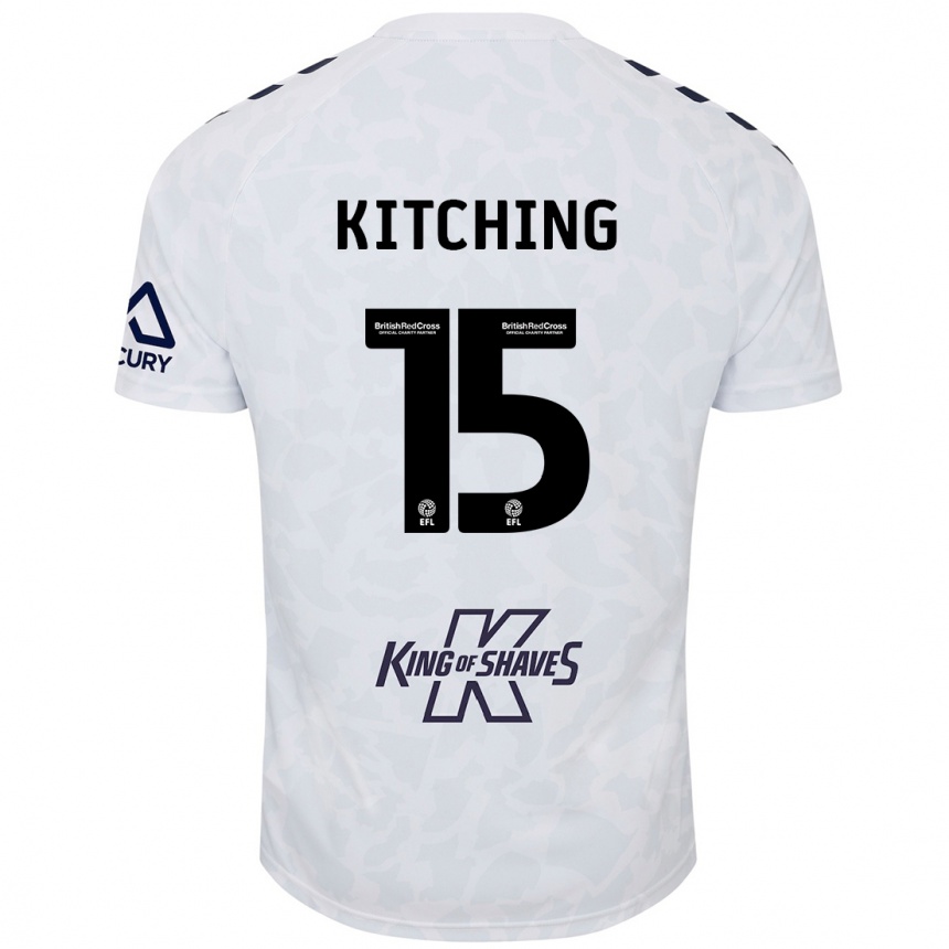 Kids Football Liam Kitching #15 White Away Jersey 2024/25 T-Shirt Nz