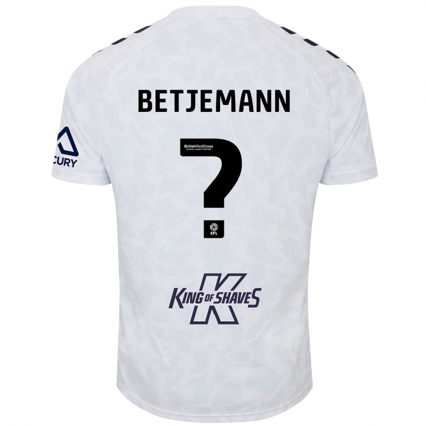 Kids Football Elliot Betjemann #0 White Away Jersey 2024/25 T-Shirt Nz