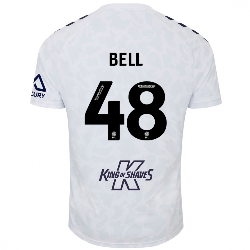 Kids Football Luke Bell #48 White Away Jersey 2024/25 T-Shirt Nz