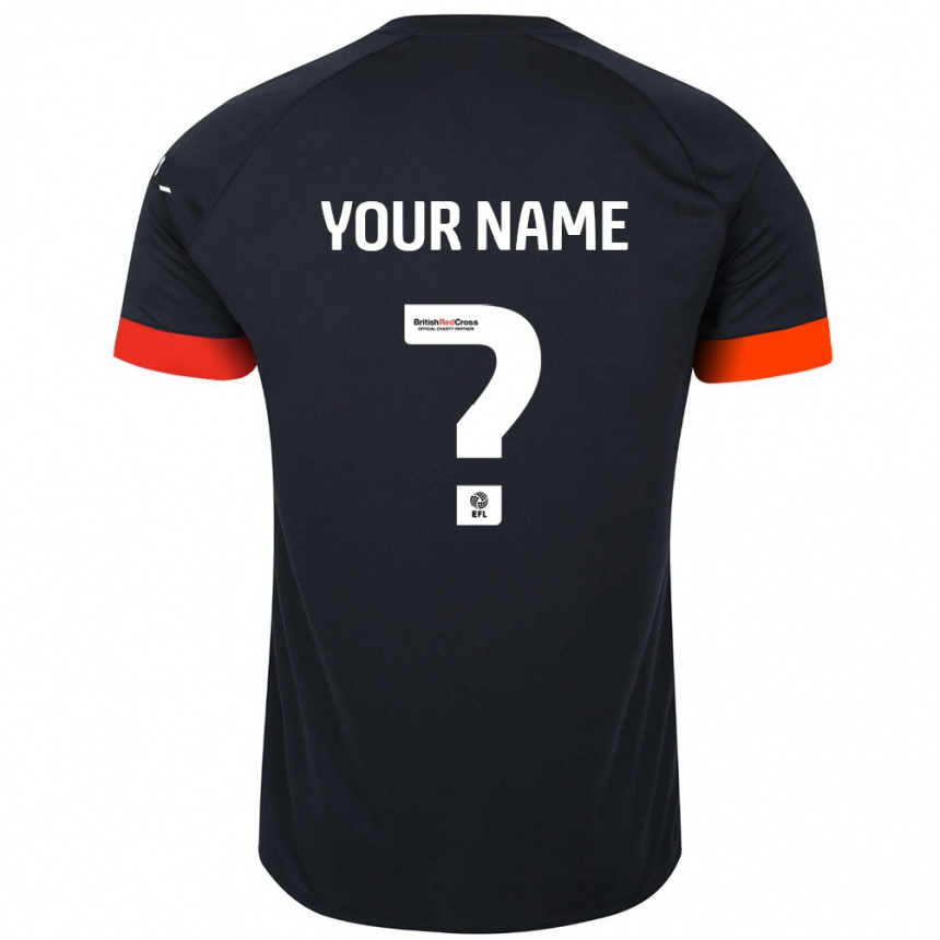 Kids Football Your Name #0 Black Orange Away Jersey 2024/25 T-Shirt Nz