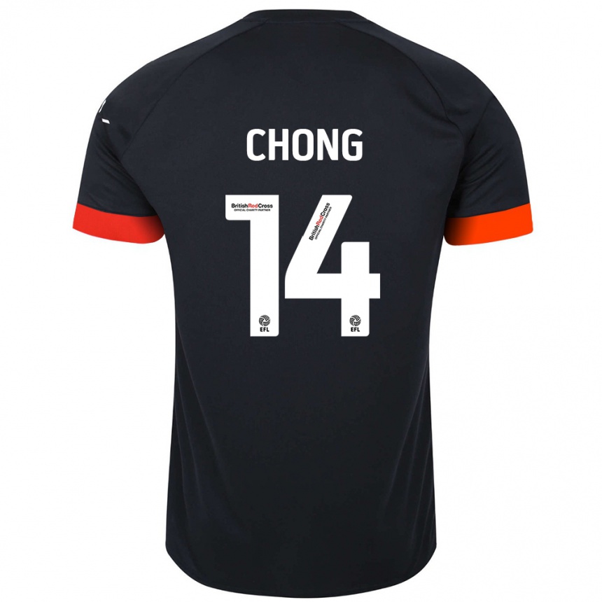 Kids Football Tahith Chong #14 Black Orange Away Jersey 2024/25 T-Shirt Nz