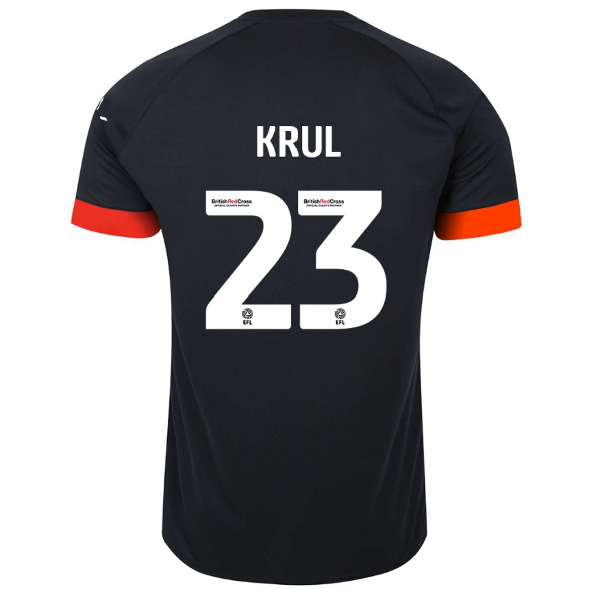 Kids Football Tim Krul #23 Black Orange Away Jersey 2024/25 T-Shirt Nz