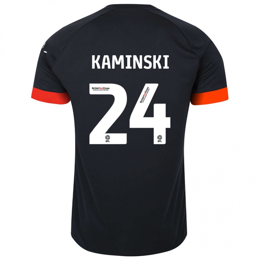 Kids Football Thomas Kaminski #24 Black Orange Away Jersey 2024/25 T-Shirt Nz