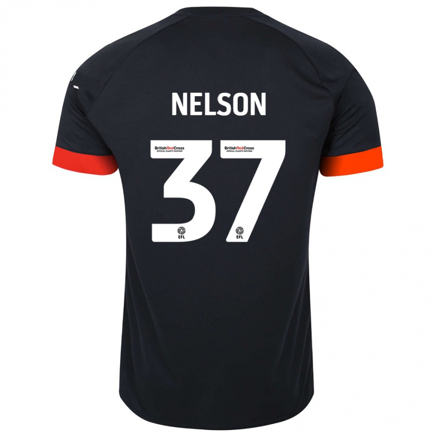 Kids Football Zack Nelson #37 Black Orange Away Jersey 2024/25 T-Shirt Nz