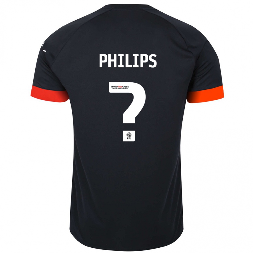 Kids Football Joshua Philips #0 Black Orange Away Jersey 2024/25 T-Shirt Nz