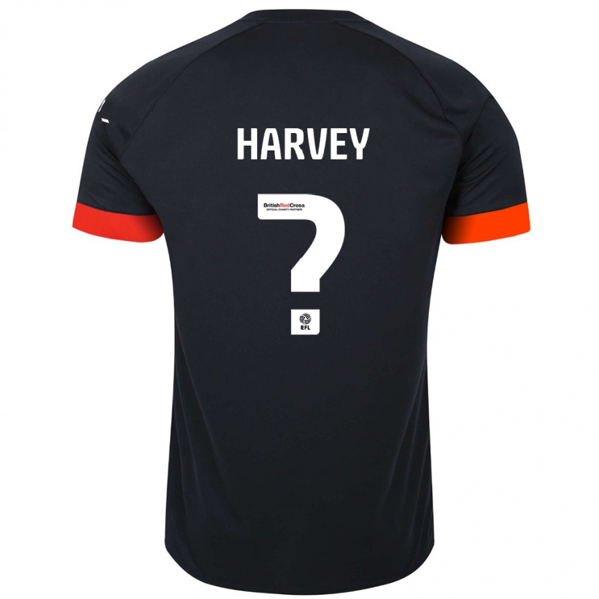 Kids Football Isaiah Harvey #0 Black Orange Away Jersey 2024/25 T-Shirt Nz