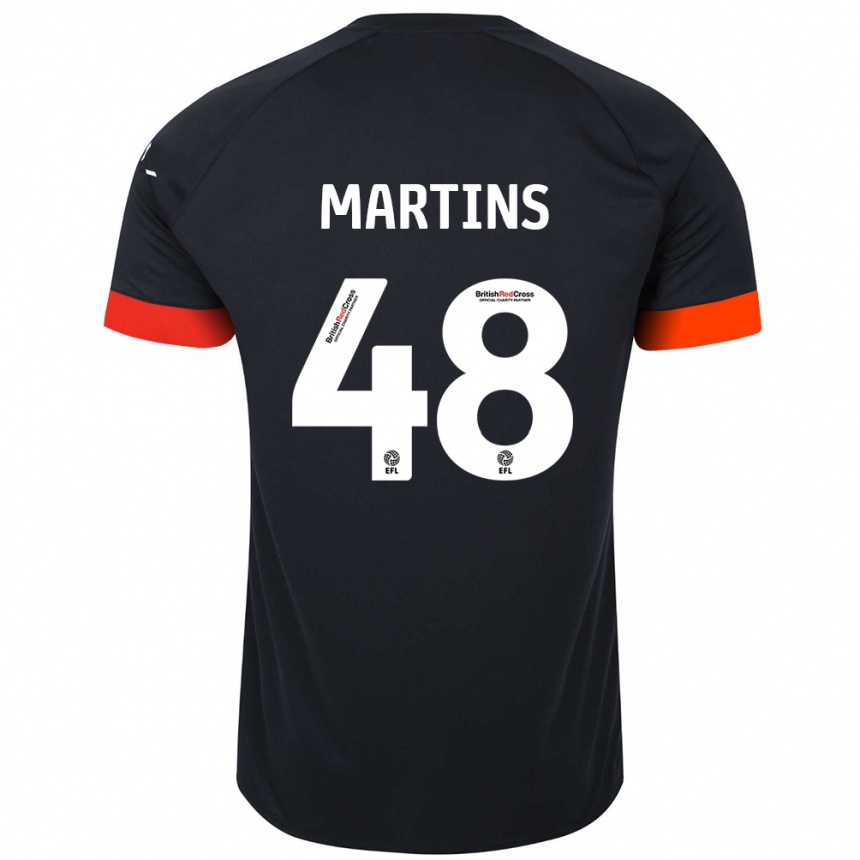 Kids Football Dominic Dos Santos Martins #48 Black Orange Away Jersey 2024/25 T-Shirt Nz