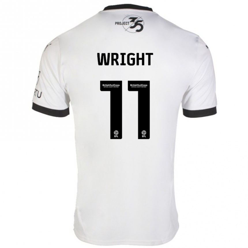 Kids Football Callum Wright #11 White Black Away Jersey 2024/25 T-Shirt Nz