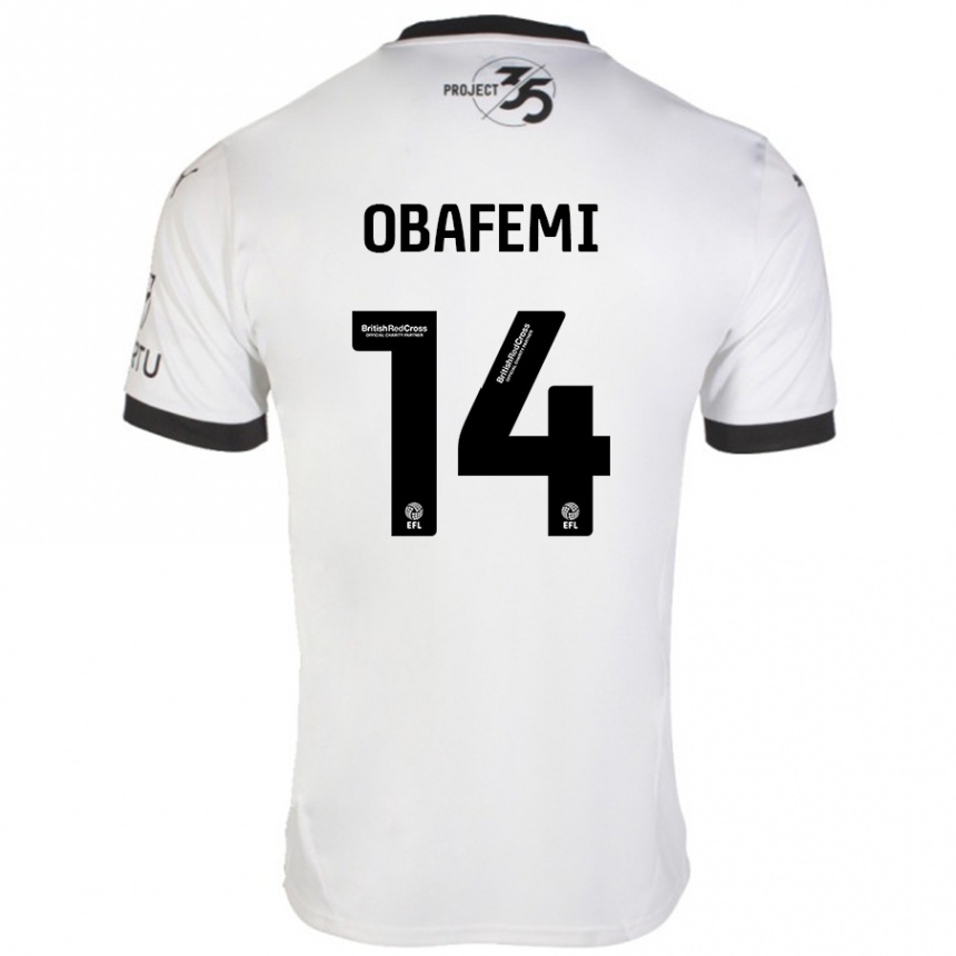 Kids Football Michael Obafemi #14 White Black Away Jersey 2024/25 T-Shirt Nz