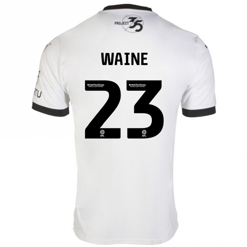 Kids Football Ben Waine #23 White Black Away Jersey 2024/25 T-Shirt Nz