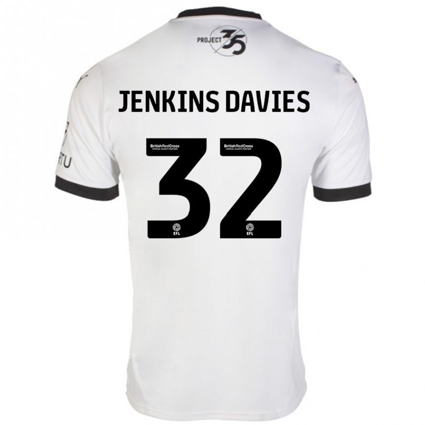 Kids Football Will Jenkins-Davies #32 White Black Away Jersey 2024/25 T-Shirt Nz