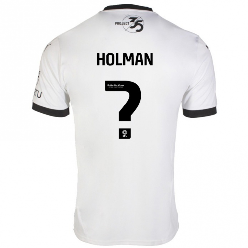 Kids Football Daniel Holman #0 White Black Away Jersey 2024/25 T-Shirt Nz