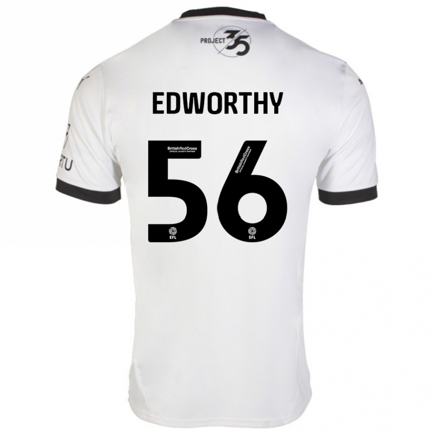 Kids Football Kieran Edworthy #56 White Black Away Jersey 2024/25 T-Shirt Nz