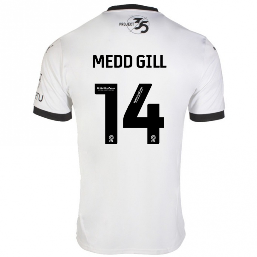 Kids Football Tamsin Medd-Gill #14 White Black Away Jersey 2024/25 T-Shirt Nz