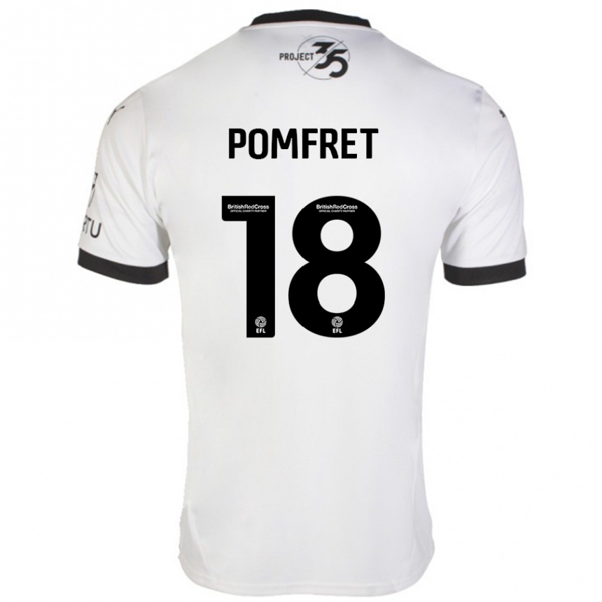 Kids Football Taya Pomfret #18 White Black Away Jersey 2024/25 T-Shirt Nz