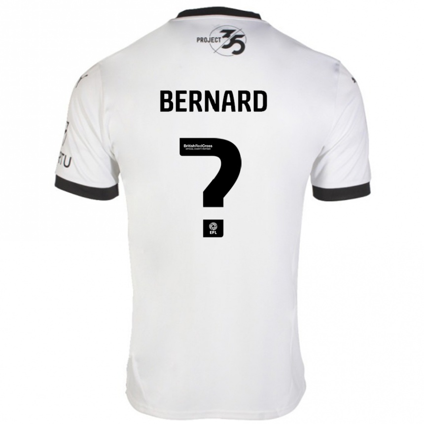 Kids Football Josh Bernard #0 White Black Away Jersey 2024/25 T-Shirt Nz