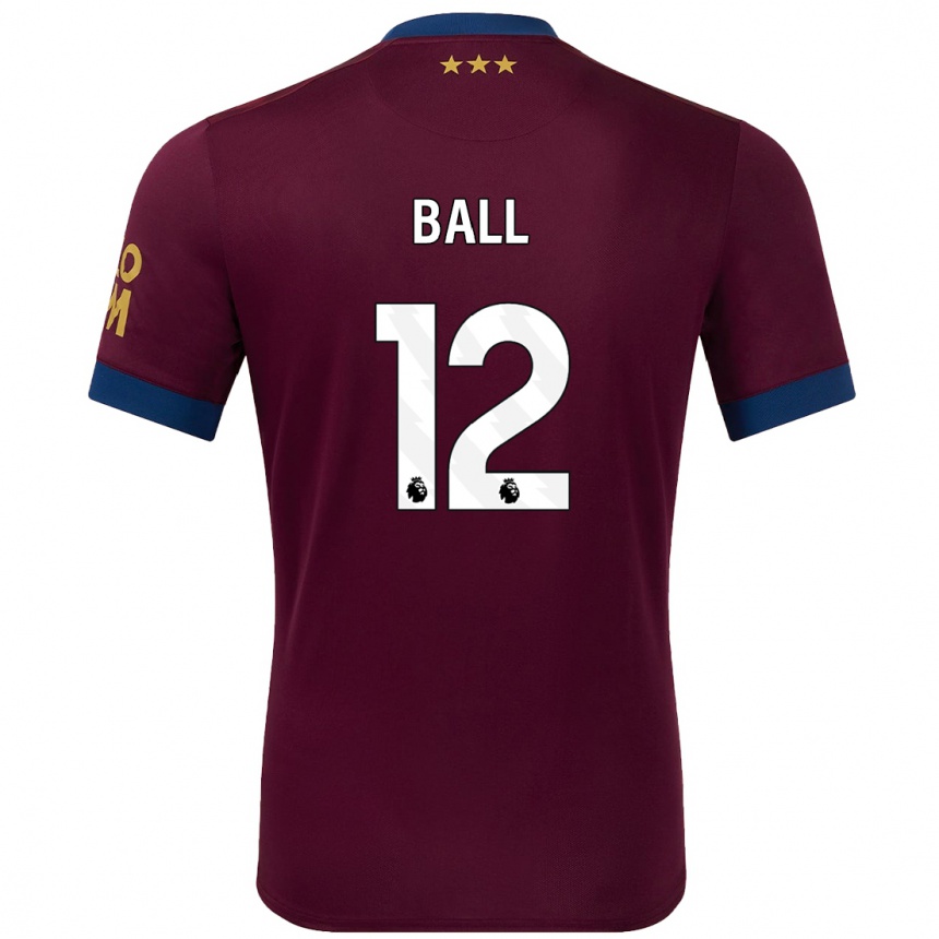 Kids Football Dominic Ball #12 Brown Away Jersey 2024/25 T-Shirt Nz